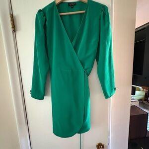 Topshop Emerald Long Sleeve Wrap Dress